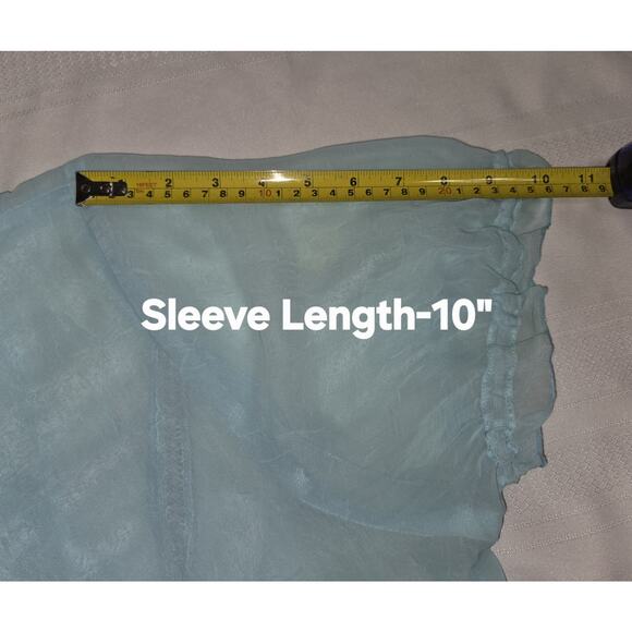 Dressbarn Pastel Blue Sheer Blouse Top Sz 3X 22/24 Short Sleeves Button Up - Picture 16 of 16